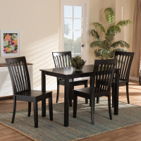 Baxton Studio Erion-Dark Brown-5PC Dining Set Baxton Studio Erion Modern and Contemporary Dark Brown Finished Wood